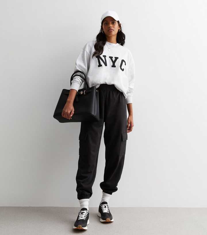 Black Cuffed Cargo Joggers