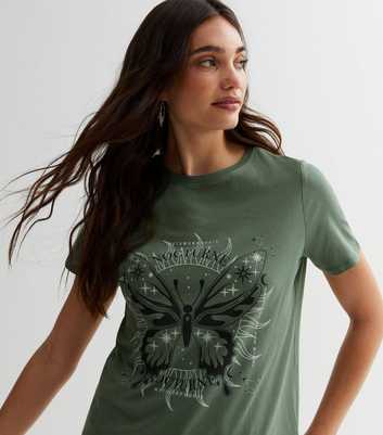 Khaki Mystic Butterfly Logo T-Shirt