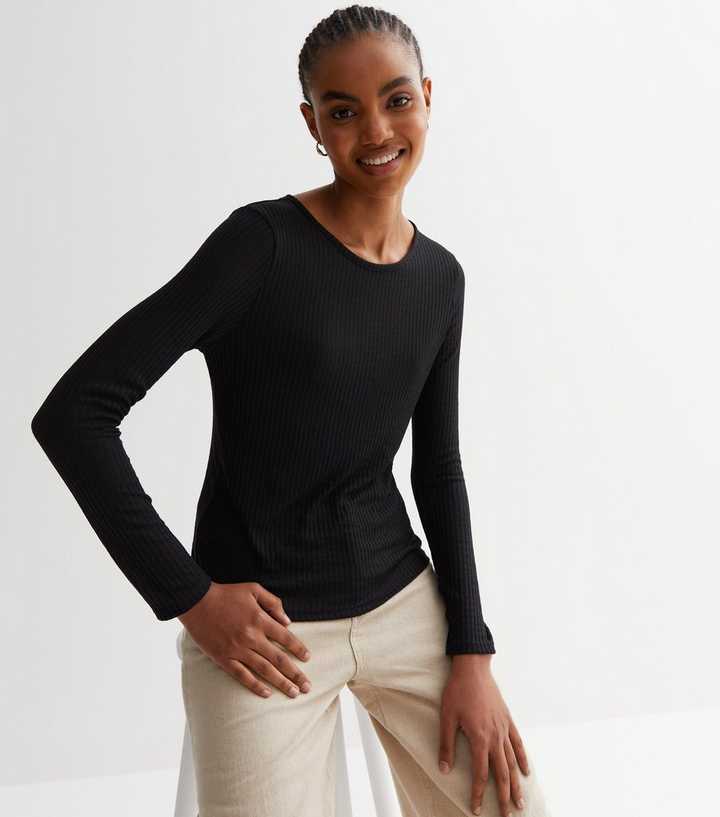 new look black long sleeve top