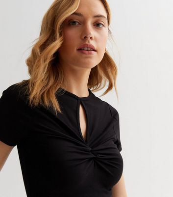 Black Twist Front Cut Out Top | New Look