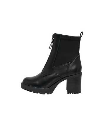 ONLY Black Zip Front Block Heel Boots
