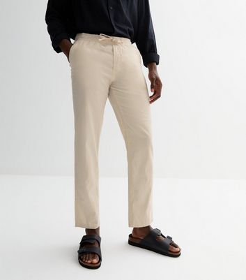 Jack & Jones Mens Marco Linen Trousers (White Pepper) | Sportpursuit.c