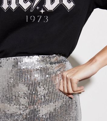 Silver glitter clearance skirt new look