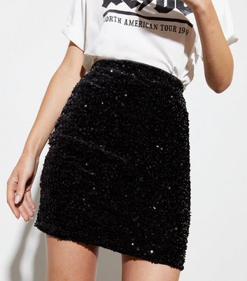 Black sequin hotsell a line skirt