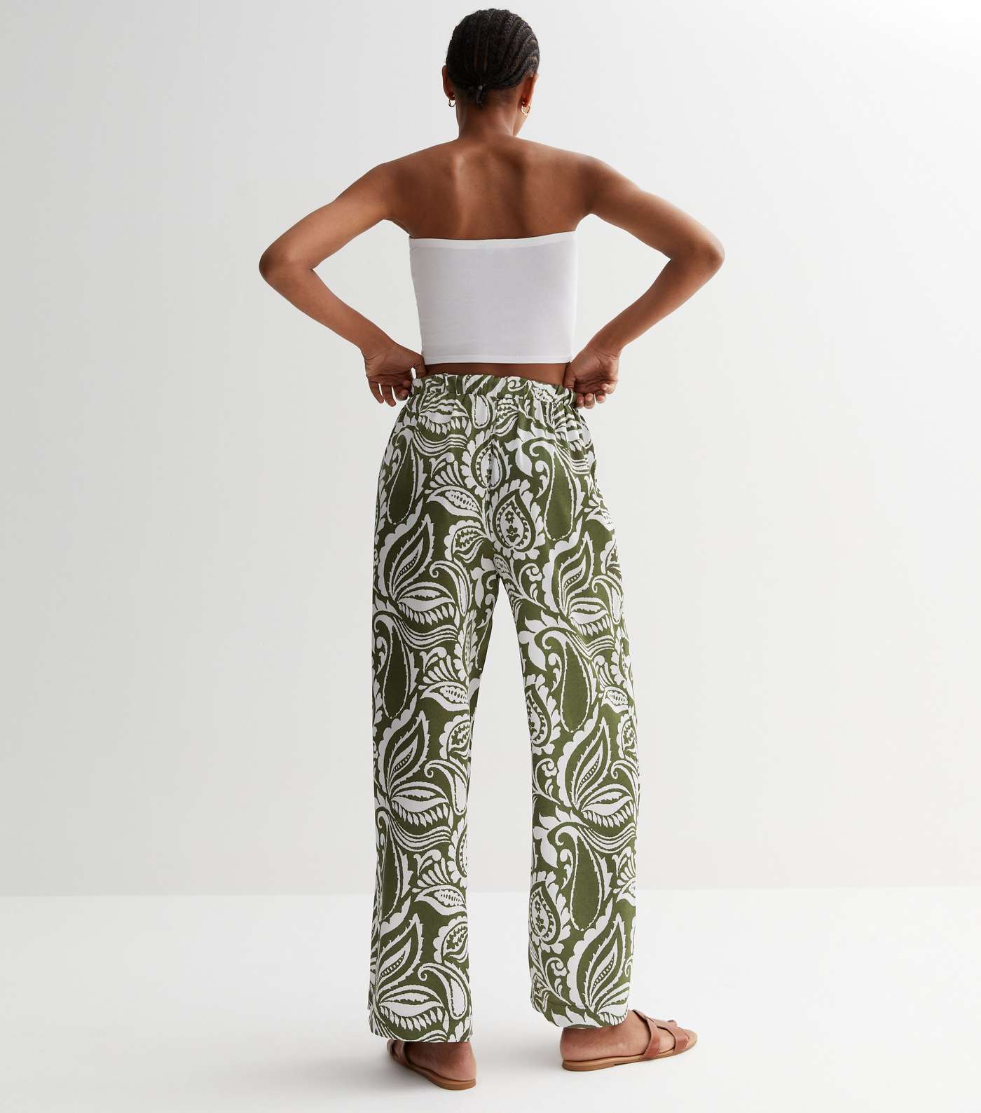 Green Paisley Wide Leg Trousers Image 4