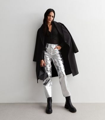 Leather look clearance trousers new look