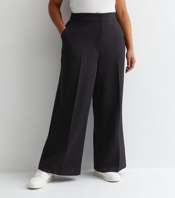 Curves Black Wide Leg Trousers New Look
