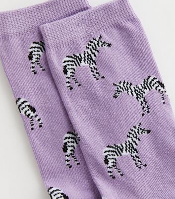Lilac Zebra Socks New Look