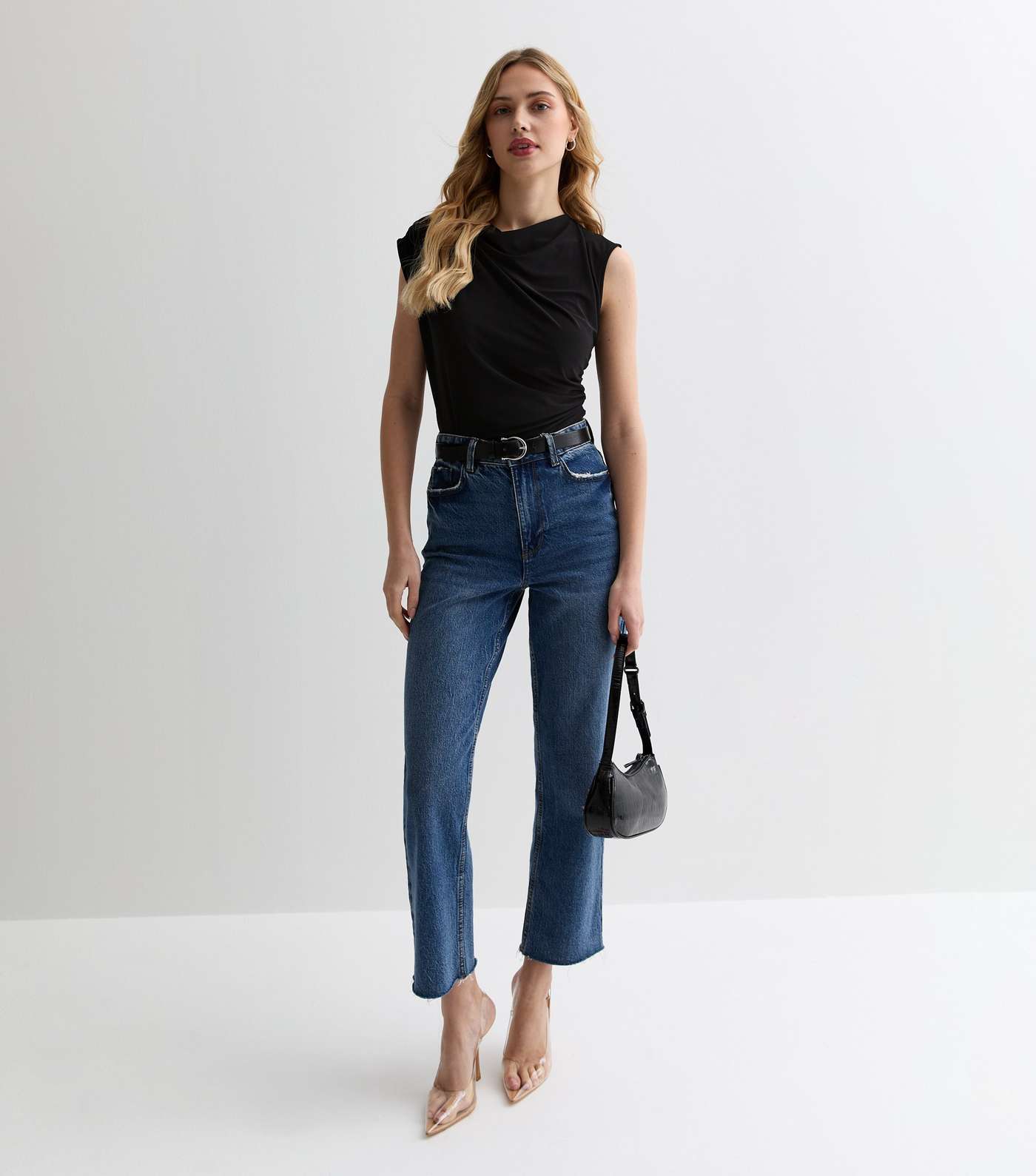 Black Sleeveless Ruched Top Image 3