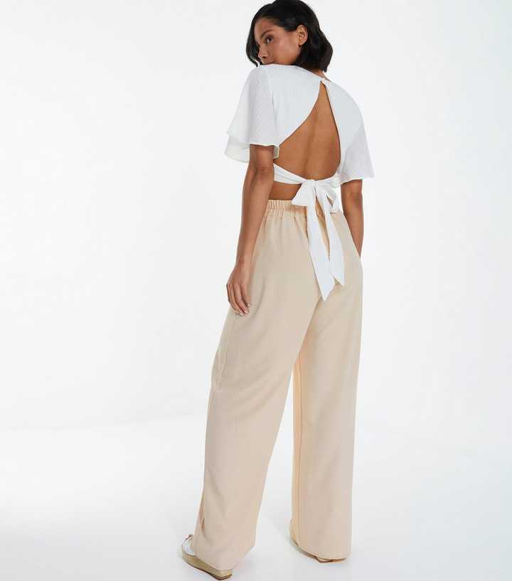 Quiz Stone High Waisted Wide Leg Trousers