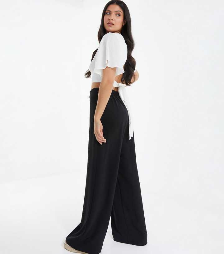 quiz black wide leg trousers