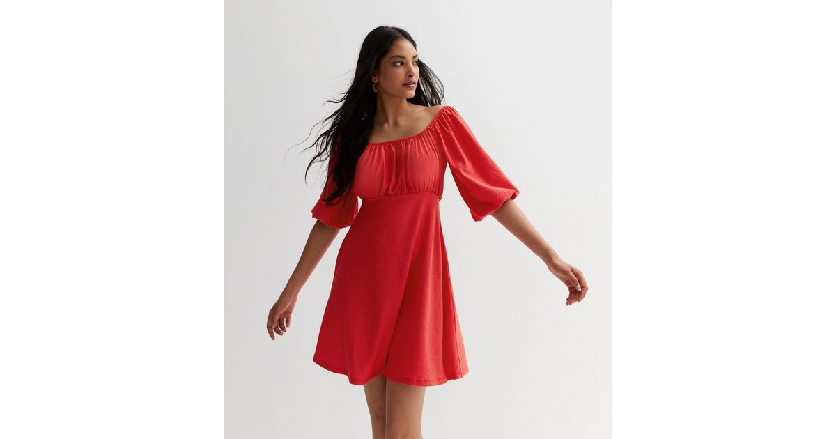 Red Bardot Mini Dress | New Look