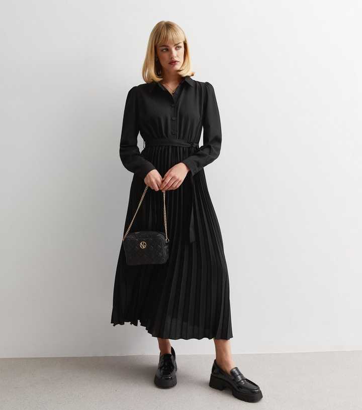 Pleated Tunic Dress - Black - Ladies