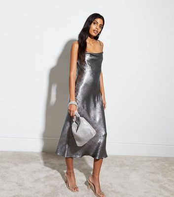 Silver grey cheap cocktail dress