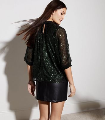 Dark green hot sale sequin top