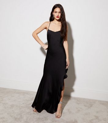 Long black strappy on sale dress