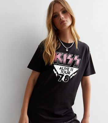 Black Cotton Kiss Oversized Logo T-Shirt New Look