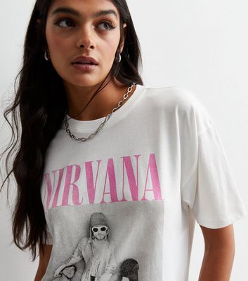 Off White Cotton Nirvana Logo Oversized TShirt New Look