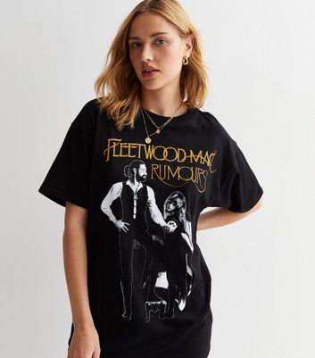 Black Cotton Fleetwood Mac Logo Oversized T Shirt New Look