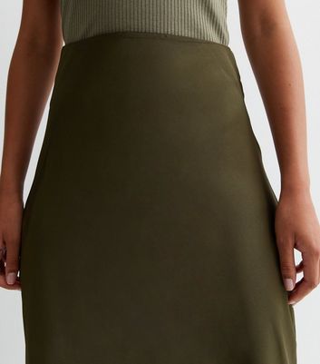 Lined khaki pencil outlet skirt