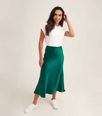Gini London Green Satin Midi Skirt