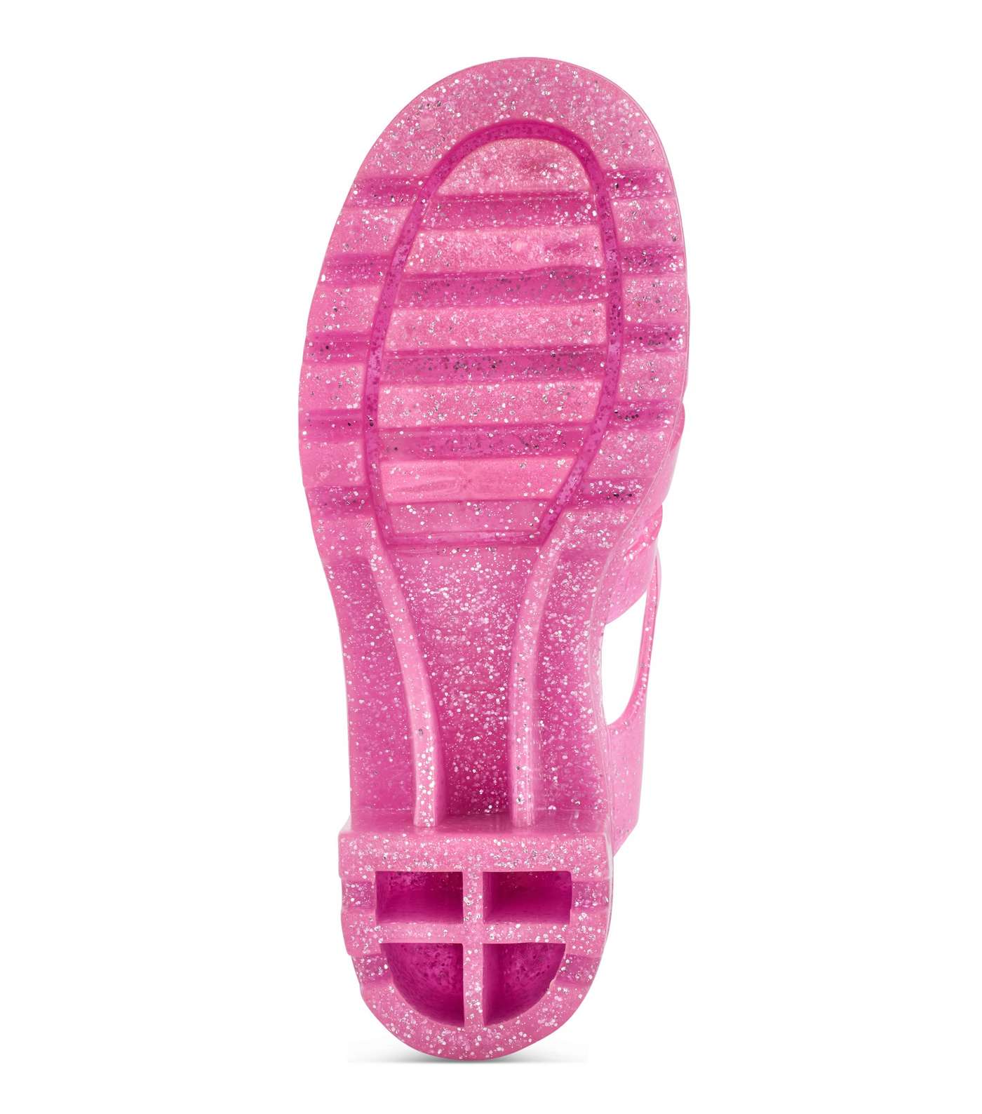 JUJU Pink Glitter Chunky Heel Jelly Sandals Image 3