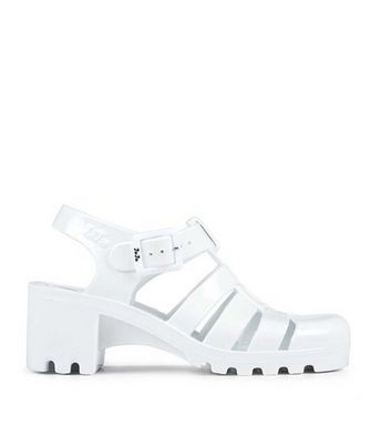 JUJU White Chunky Jelly Block Heel Sandals New Look