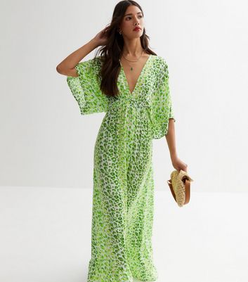 Blue Vanilla Light Green Leopard Print Maxi Dress New Look