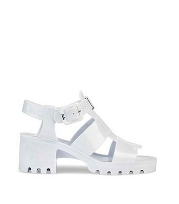 Toffee perspex platform block heel sale in white