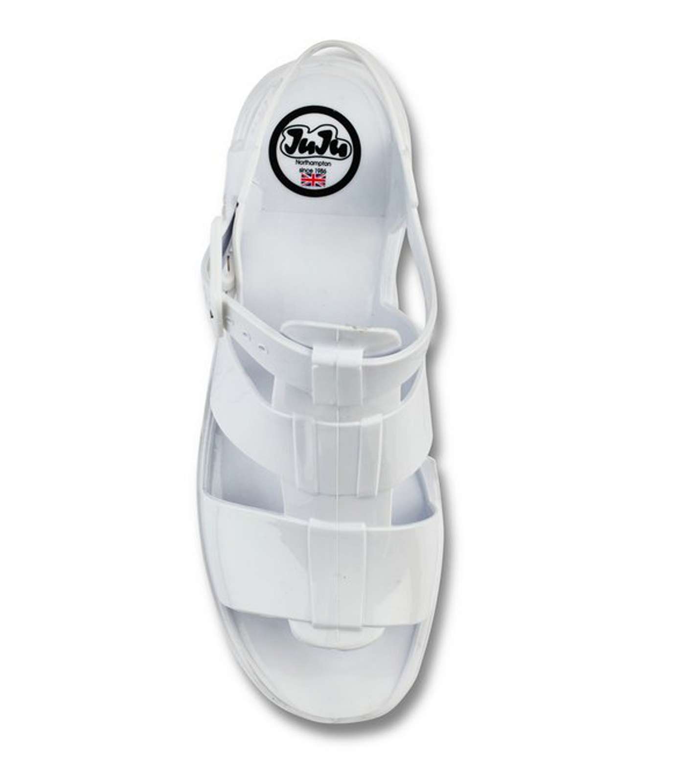 JUJU White Chunky Block Heel Sandals Image 4