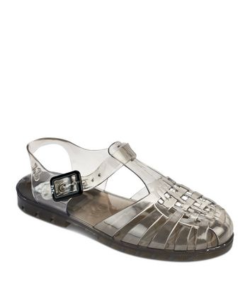 JUJU Dark Grey Jelly Sandals New Look