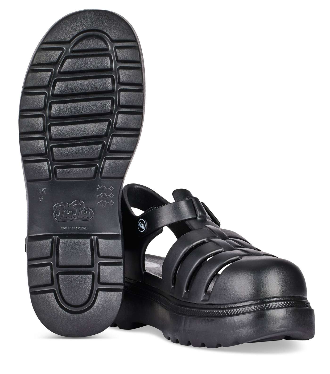 JUJU Black Chunky Jelly Sandals Image 3
