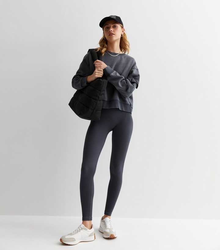 Dark Grey Seamless Leggings New Look - Main Image