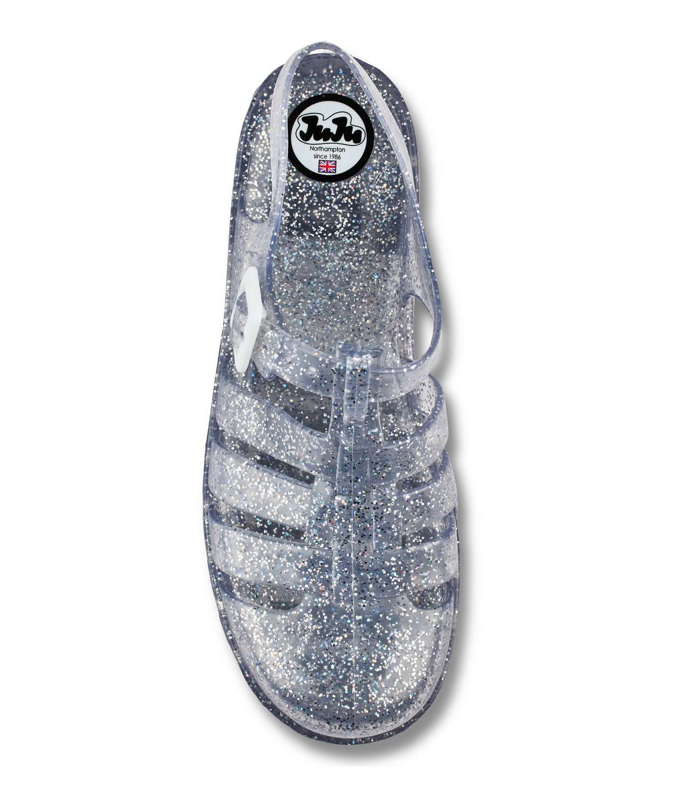 JUJU Silver Glitter Chunky Jelly Sandals Image 4