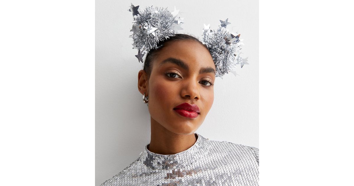 Silver Tinsel Bunch Headband New Look