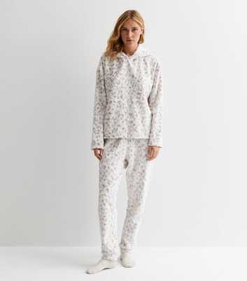 White Animal Print Cuffed Pyjama Joggers