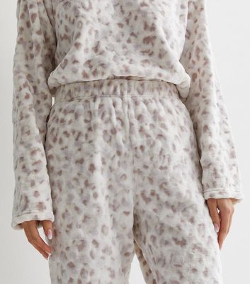 White Animal Print Cuffed Pyjama Joggers New Look