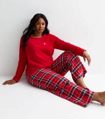 Womens red best sale checked pyjamas