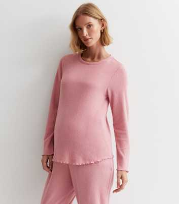 Maternity Pink Ribbed Jersey Long Sleeve Pyjama Top
