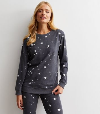 Pyjamas Sale Ladies Grey Star Pyjamas Light Grey Trouser Pyjama