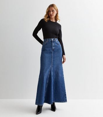 Black Side Split Maxi Skirt  New Look