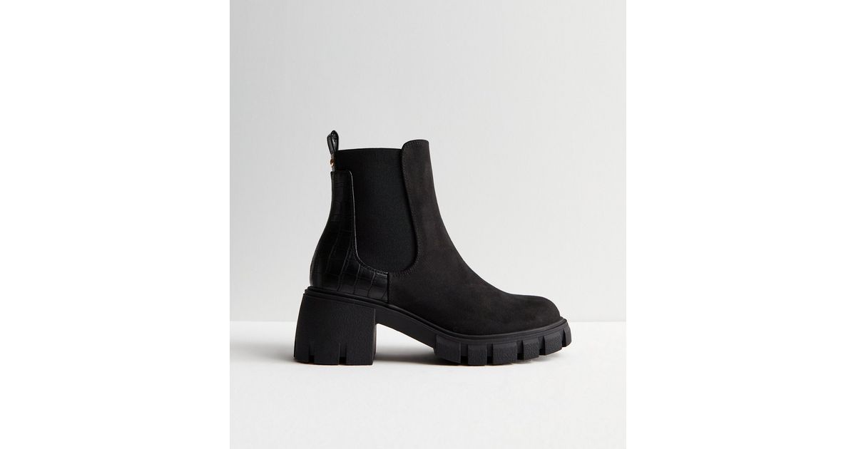 faux croc leather chelsea boots