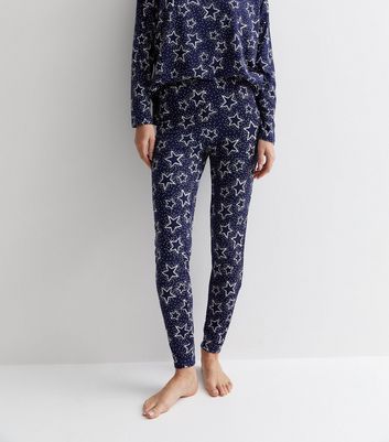 Blue Soft Touch Legging Pyjama Set with Star Print New Look