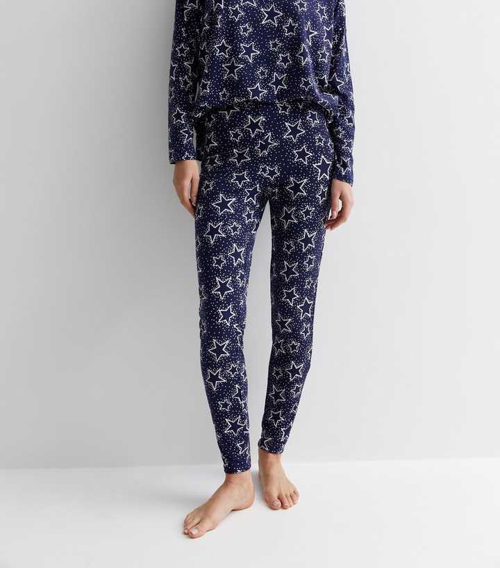 Blue Soft Touch Legging Pyjama Set with Star Print