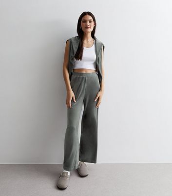 Silver grey wide top leg trousers