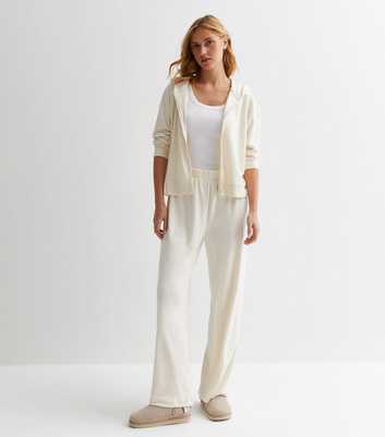 Off White Velour Wide Leg Trousers