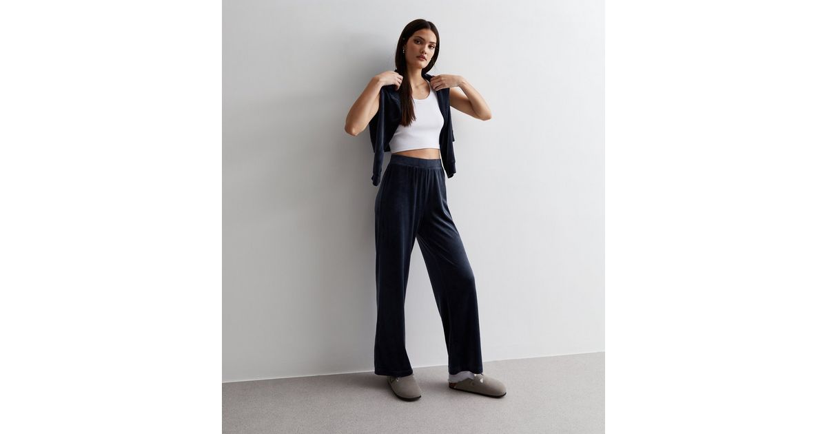 VELOUR WIDE-LEG TROUSERS main image 1