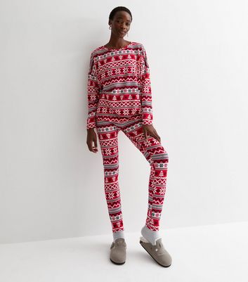 Tall Red Soft Touch Christmas Family Pyjama Set with Fair Isle