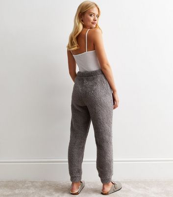 Grey teddy joggers new arrivals