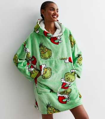 Green Fleece Grinch Blanket Hoodie